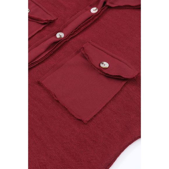 Azura Exchange  Red Contrast Flap Pockets Relaxed Shacket - Picture 11 of 12